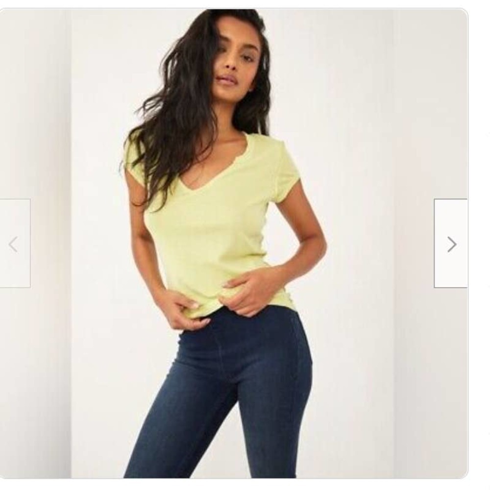 We The Free Light Yellow V-Neck Tee